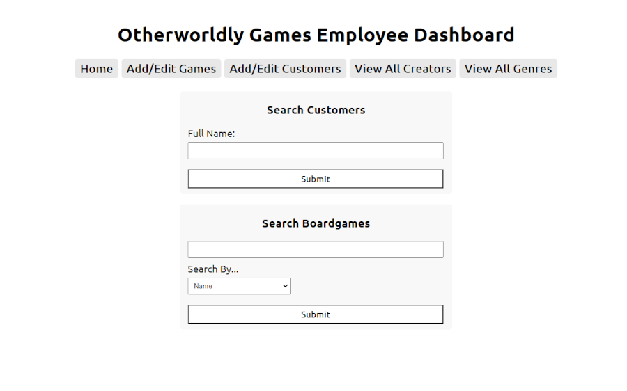 A screenshot of the homepage from the otherworldly games website that links to the project's github page.